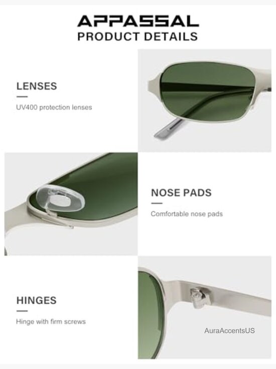 Retro Narrow Rectangle Sunglasses UV400 Metal Frame main image 5